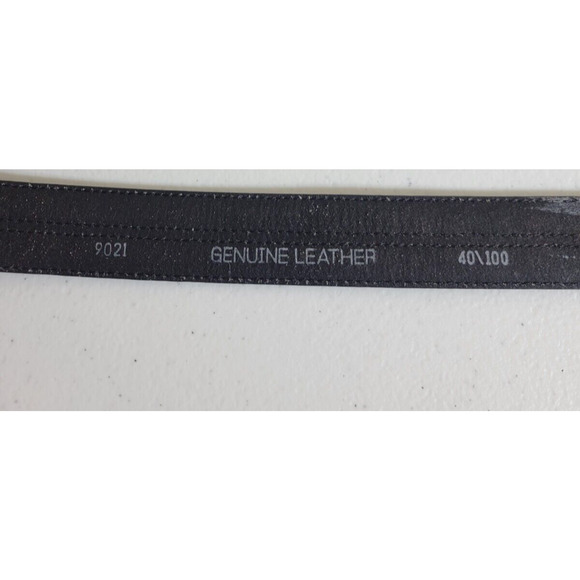 Belt Men's Black Genuine Leather Work Casual Dress Solid Brass Buckle Size 40 - Picture 3 of 12